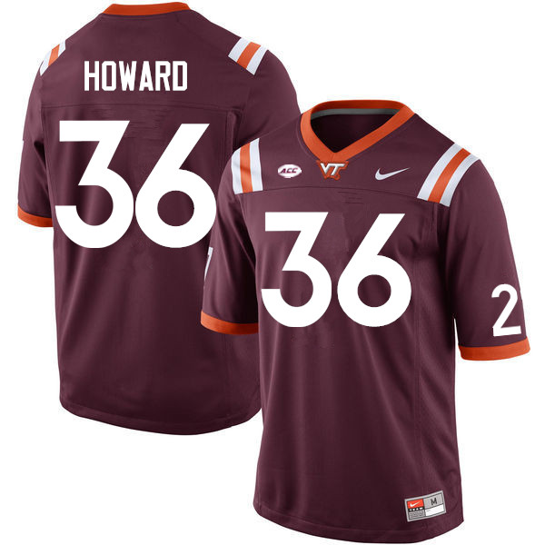Men #36 Elijah Howard Virginia Tech Hokies College Football Jerseys Sale-Maroon